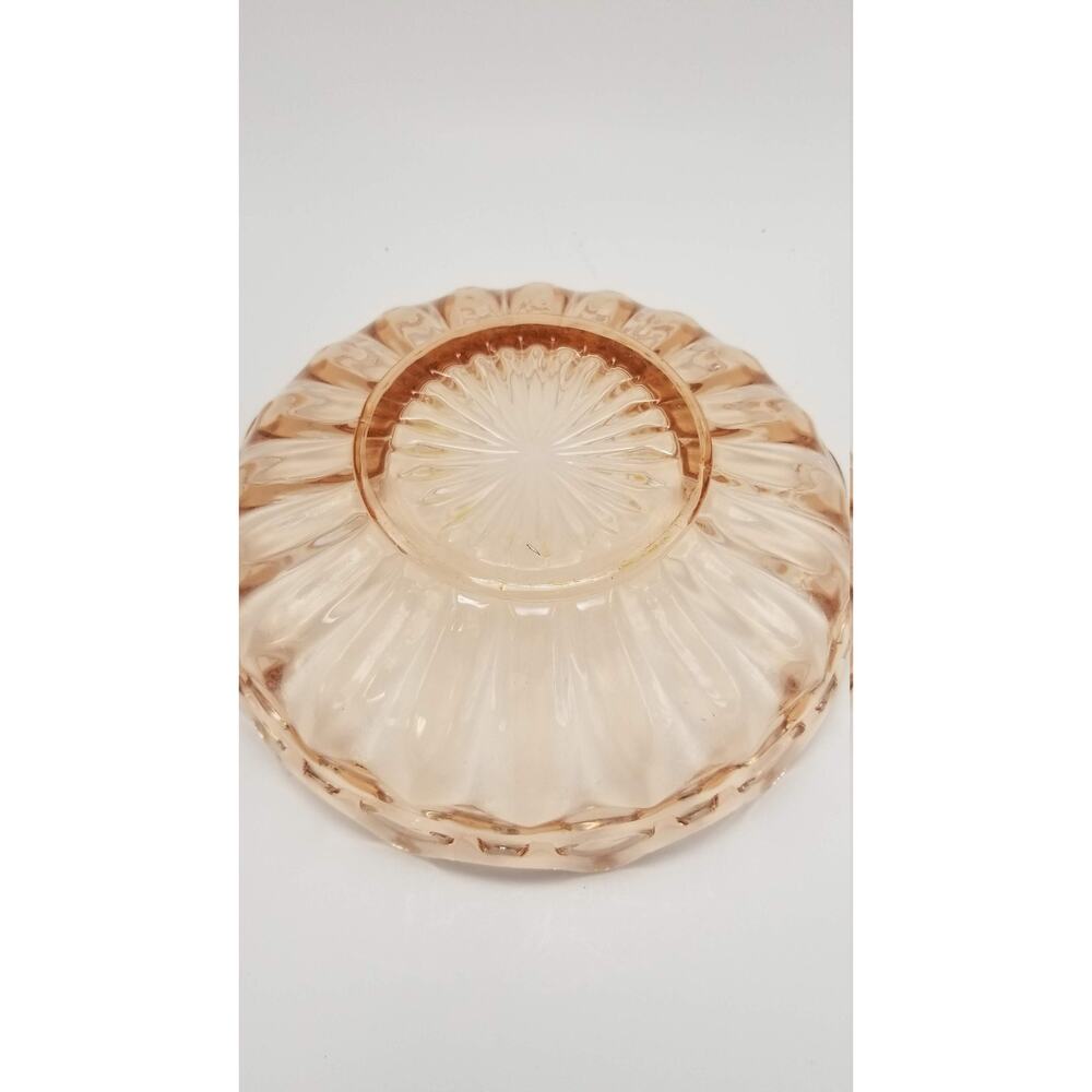 Vintage Pink Depression Glass Bowl, Open Lace Edge, Large Console Dish